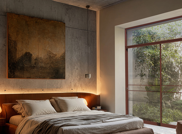 חדר שינה חום ובטון 1320X740