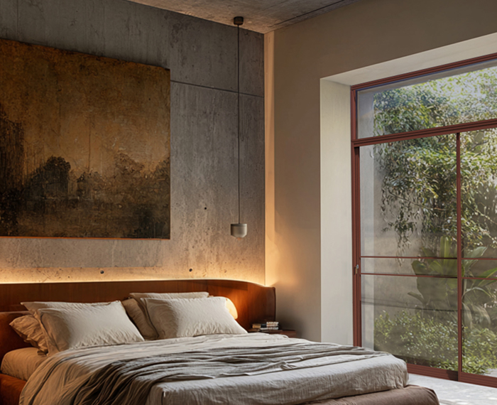 חדר שינה חום ובטון 1320X740