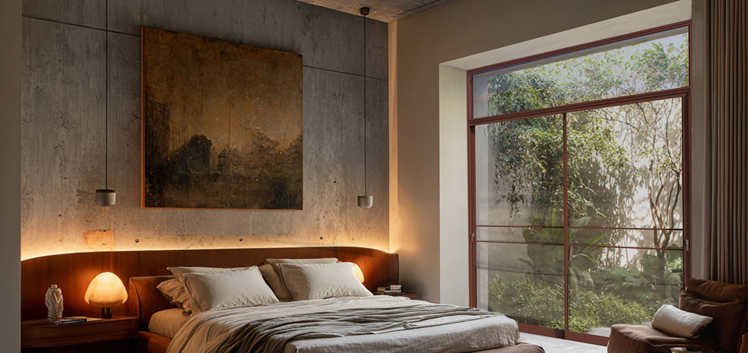 חדר שינה חום ובטון 1320X740