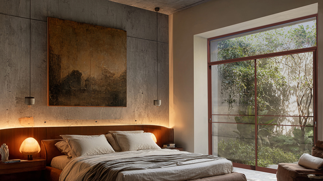 חדר שינה חום ובטון 1320X740