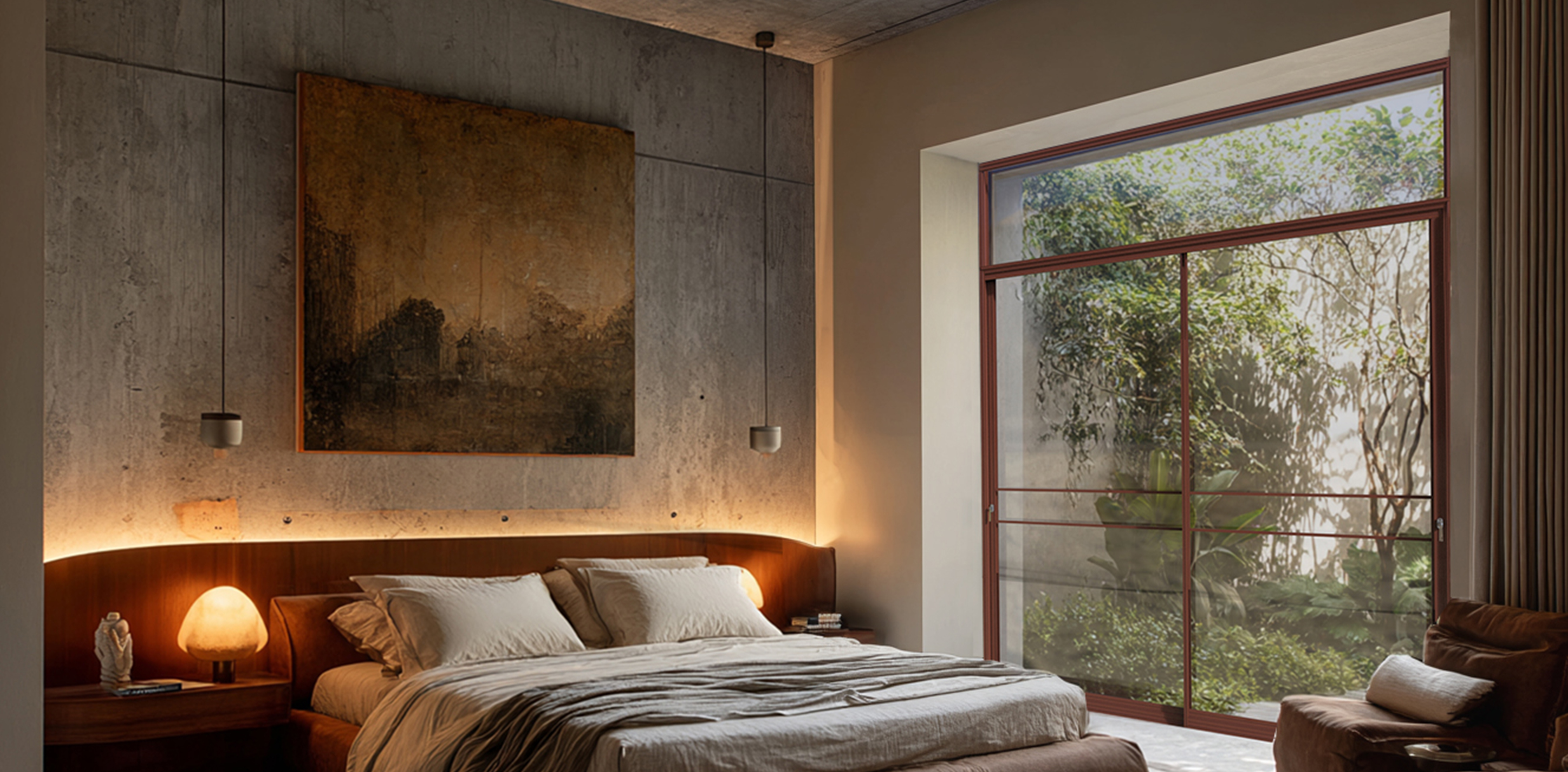 חדר שינה חום ובטון 1320X740