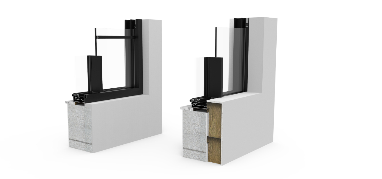 חלון קליל באוהאוס 1600 חתך פרופיל אלומיניום