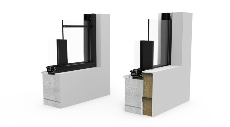 חלון קליל באוהאוס 1600 חתך פרופיל אלומיניום